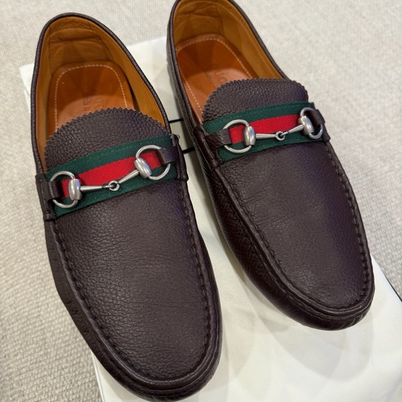 Mens Gucci DriverBrown Pebbled Leather